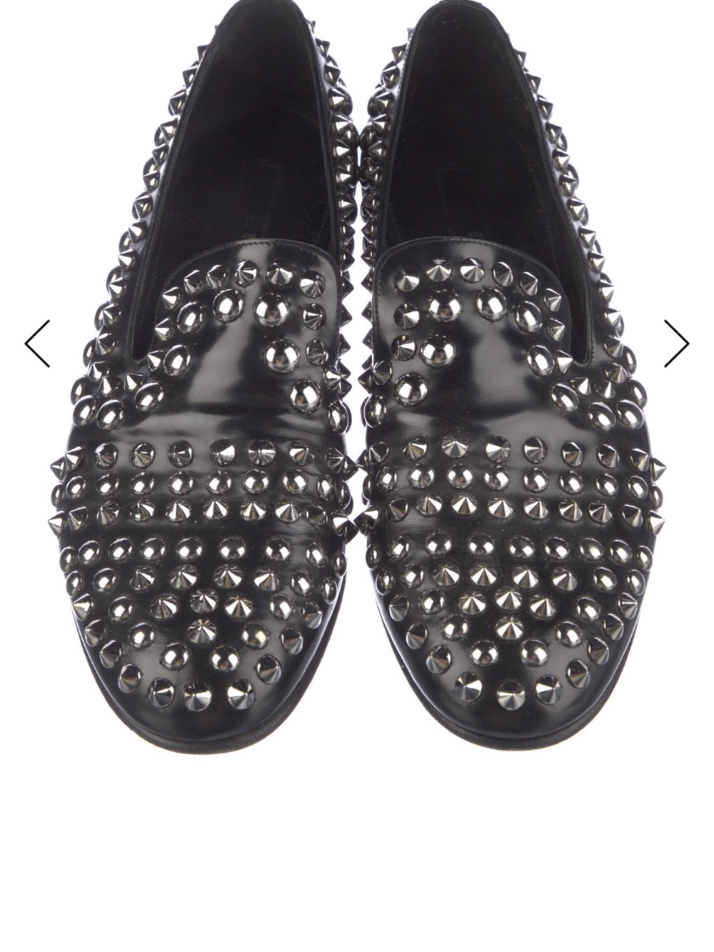 Prada Black Patent Studded Slip-On Loafers